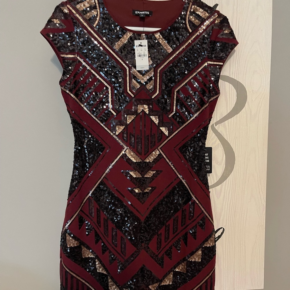 Express Sequined Red Dress